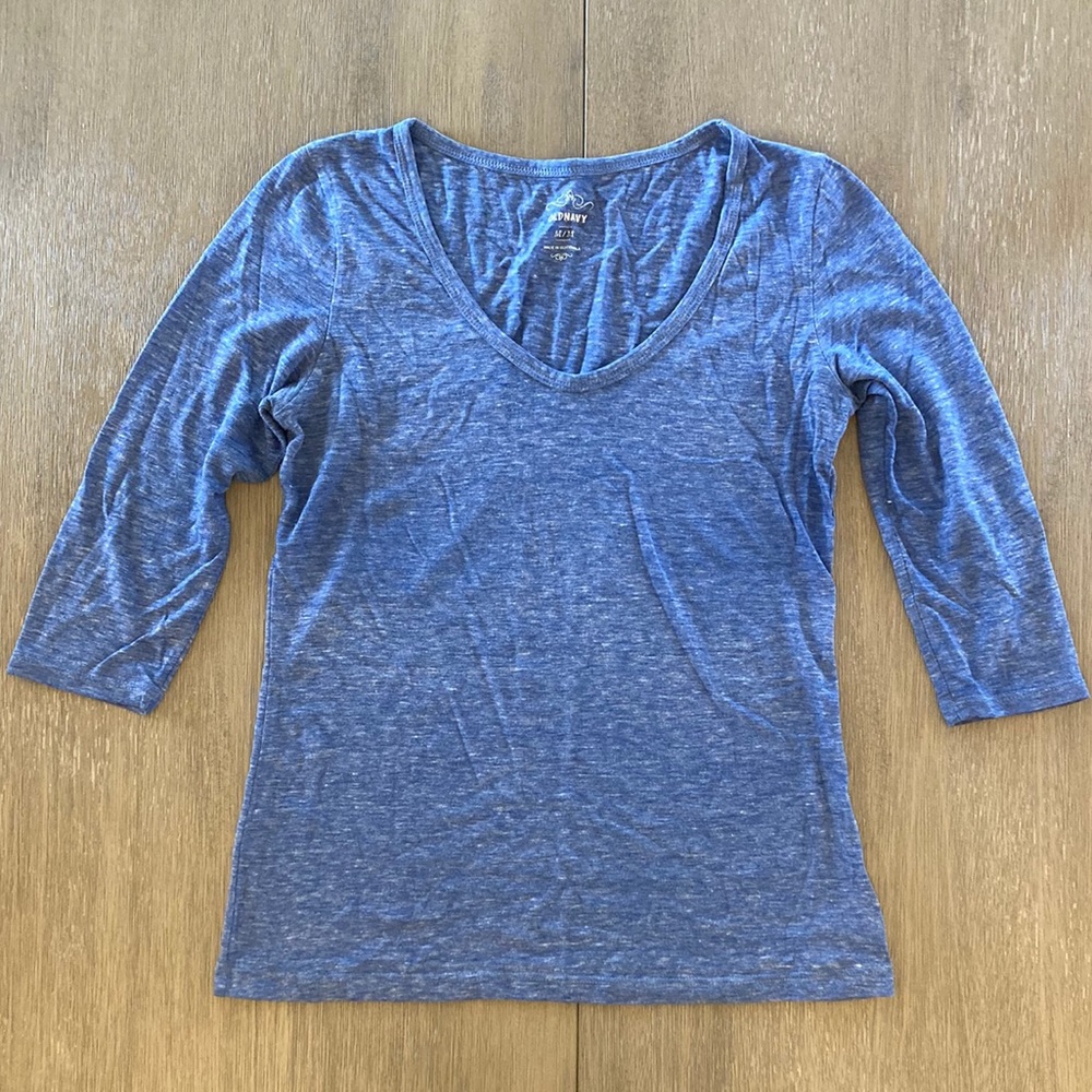 💟 Old Navy 3/4 sleeve jersey knit top, light blue, M